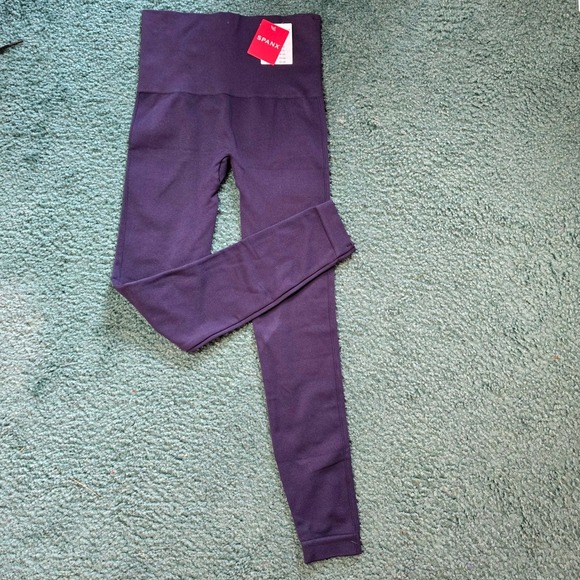 SPANX Womens S Look At Me Now Navy Blue Leggings Seamless High Waist Shape Layer - Picture 1 of 7